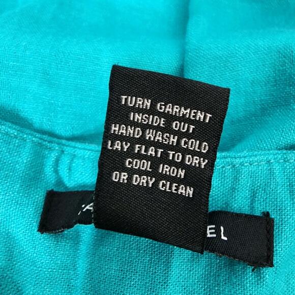 Zac & Rachel Womens Cropped Pants Size 12 Linen Blend Button Detail Pockets Blue - Picture 9 of 9